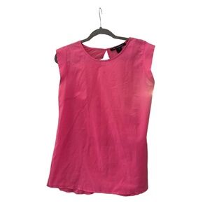FRENCH CONNECTION Womens Hot Pink Sleeveless Top Size M Round Neck Keyhole Back